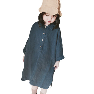 

Spring Autumn baby Girl Shirt Dress Casual Fashion Baby Girl Solid Color Long Sleeve Shirt Dress Kids Clothing