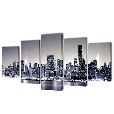 

Canvas Wall Print Set Monochrome New York Skyline 39" x 20