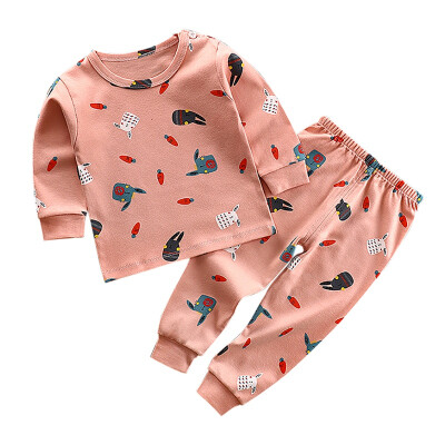 

Autumn Sleepwear Pajamas Baby Kids Girls Boys Cartoon Print Outfits Set Long Sleeve Blouse TopsPants Sleepwear Pajamas