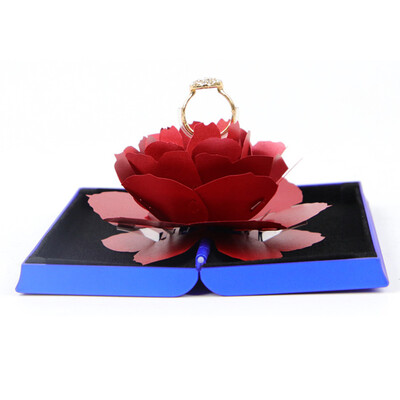 

Toponeto 3D Pop Up Rose Ring Box Wedding Engagement Jewelry Storage Holder Case Bump