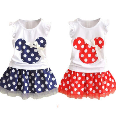 

Minnie Baby Girls Princess Dress Kids Tops T shirt Skirt Toddler Party Dress UK