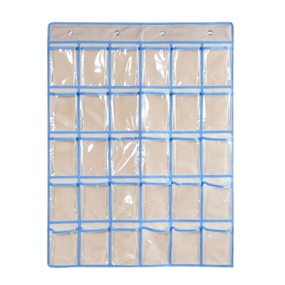 

Wall Hanging Storage Bag 30 Pockets Transparent Storage Organizer Wardrobe Socks Finishing Bag