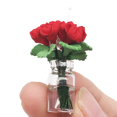 

Siaonvr Mini Dollhouse Miniature Green Plant Rose in Pot Fairy Garden Accessory