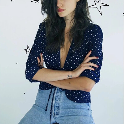 

Summer Women Chiffon Short Cardigan Sexy Lace Up Star Pattern Long Sleeve Blouses Femme Tops Shirts Vestiti Blusas Femininas