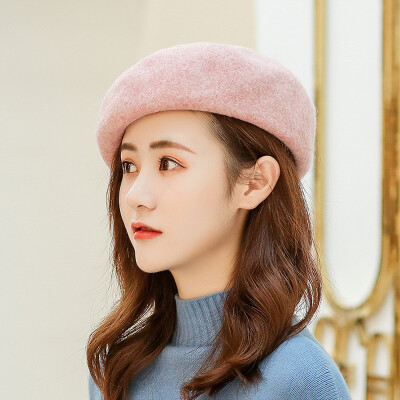 

Autumn&Winter are simple Beibei hat Chao Korean version Baitao Wool Beret lady retro mixed color leisure painter hat