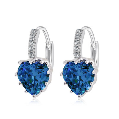

1Pair Colorful Crystal Heart Stud Earrings For Women Girl Fashion Jewelry Gift Pendientes Orecchini brincos