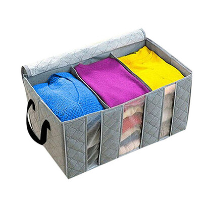 

65L Bamboo Layering Charcoal Clothing Storage Bag 3 Grid Organizer Deodorization Window Storage Bag Home SuppliesEconomy Pack
