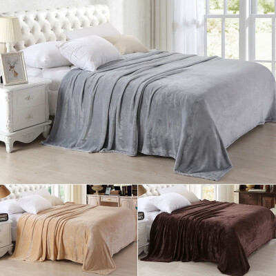 

Solid Color Flannel Blanket Bed Throw Blanket on Bed Sofa Travel Blanket Flannel Double-sided Blanket