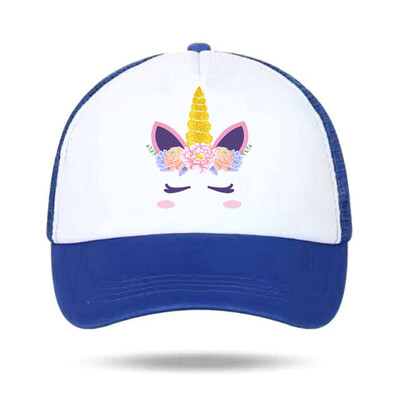 

Cute Unicorn Print Mesh Baseball Cap Summer Fashion Adjustable Cotton Snapback Hats For Kids Girls Sports Cap