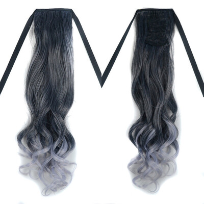 

Gobestart Personality Fashion Trend Grandmother Gray Long Curly Hair Bundle False Wig