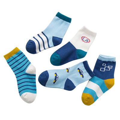 

5 PairSet Autumn Baby Socks Cotton Girl Boy Kids Warm Socks Cute Striped Print Soft Socks Cotton Leg Warmers