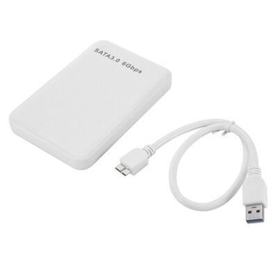 

25" USB30 SATA30 HDD Hard Disk Drive Enclosure Case External HDD Box Tool Free 6 Gbps Support 3TB UASP Protocol White