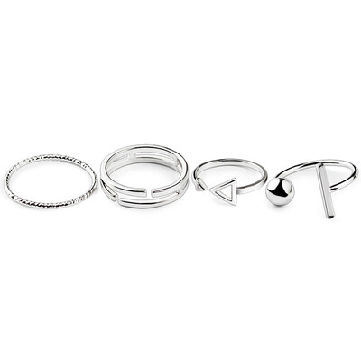 

4pcs Women Simple Personality Joint Ring Set Geometric Open Rings Finger Jewelry Gifts