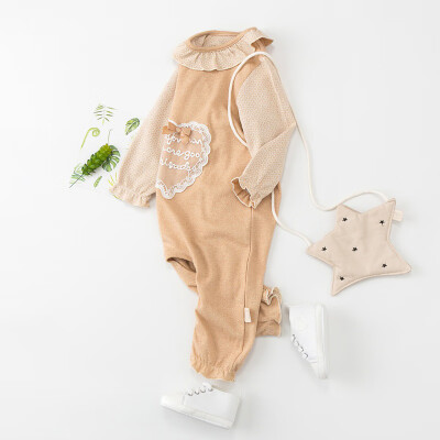 

Baby Girl Casual Lace Bow Romper Infant Long Sleeve Bodysuit Jumpsuit Costumes Pure Cotton Printed Jumpsuit