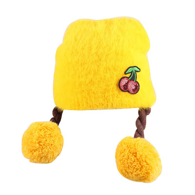 

Spring Autumn Winter Hats Kids Long Wig Knitted Scorpion Cherry Hat For Newborn Babies Toddler Cute Hat 0-2T