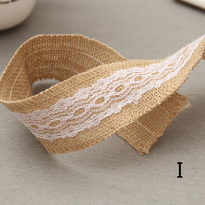 

Gobestart Wedding Party Decor Rustic Vintage Lace Edged Jute Hessian Burlap Ribbon Roll A
