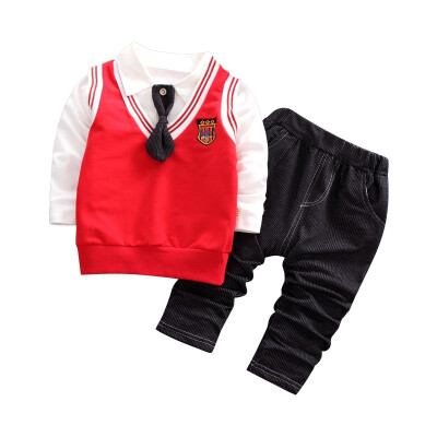 

Baby Boys Clothing Sets Autumn Long Sleeve White Shirts Gentleman Fashion VestPants Outfit Kids Boy Clothes