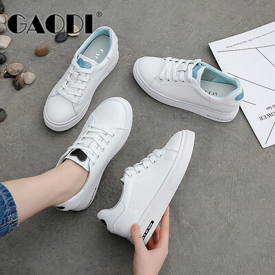 

Gao Di gaodi thick-bottomed round head strap Korean version of the wild color matching leather small white shoes female white black 37