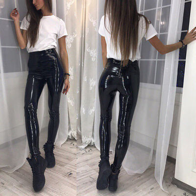 

Pu Leather Pants Women Trousers Elastic High Waist Skinny Pants Pencil Autumn Winter Black Sexy Pants Female Solid Slim Leggings