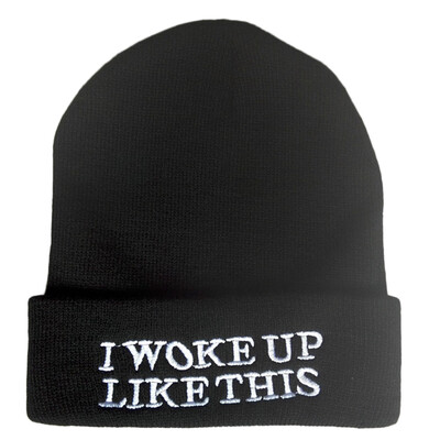 

Mens Warm Hot Sale Skullies Knit Beanies Bonnet Women Gorros Goods Wool I WOKE UP LIKE THIS Hombre Sport Knitted Hats For Cap