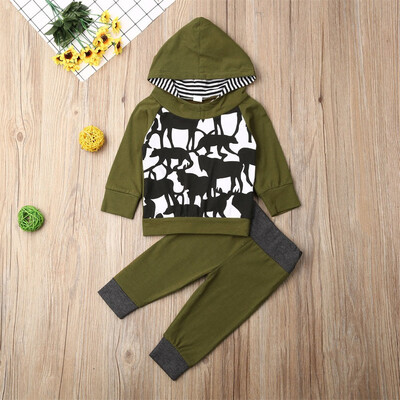 

2pcs Baby Kid Girl Boy Infant Clothes Hooded Tops Pants Toddler Outfit Tracksuit