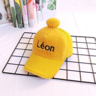 

Baby Baseball Hat Boys Hat Autumn Winter Warm Korean Character Letter Lamb Duck Hat Girls Hat