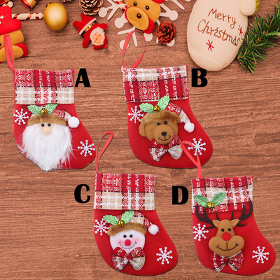 

Gobestart Retro Christmas Socks Gift Bag Christmas Candy Bag Stereo Gift Socks