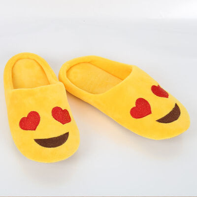 

2018 Indoor Warm Emoji Slippers Winter Cotton Plush Slipper Emoji Shoes Smiley Emoticon Winter Soft Cartoon Shoes