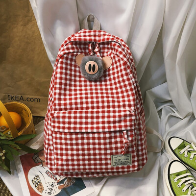 

Tailored Fashion Women Large Capacity Plaid Bag Student Backpack Travel Couple Bag