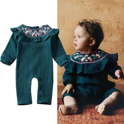 

Newborn Infant Baby Girl Boy Ruffle Romper Jumpsuit Embroidery Bodysuit Clothes
