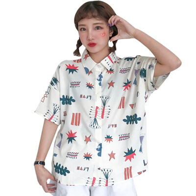 

Korean Blouse Women collar cartoon Shirts Fashion Leisure Harajuku Female Shirt Tops blusas clothes for Women