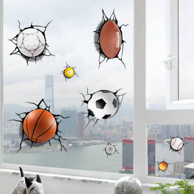 

Creative Football 3D Wall Stickers Basketball Broken Wall Art Decal Car Wall Poster Kids Room Decoration Boys Favors