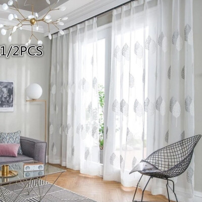 

1PC2PCS White Embroidered Tulle Curtains - Hook Processing -15Mx27M2Mx27M