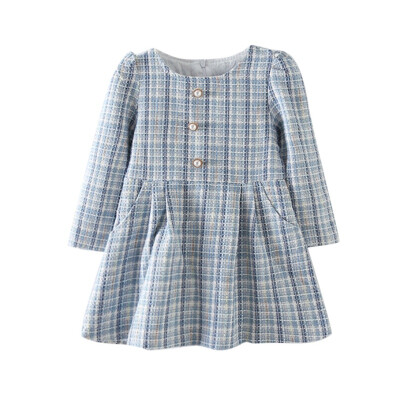 

Baby Girl Dress 2-7T Children Autumn Girls Cute Solid Color Bottoming Long Sleeved Button Sweet Princess Dress