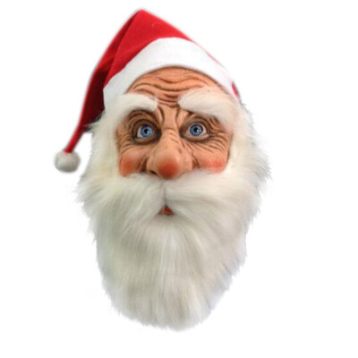 

Funny Christmas Santa Claus Mask Full Face Covered Wig Beard Costume Christmas Party Holiday Supply Adult Halloween Mask