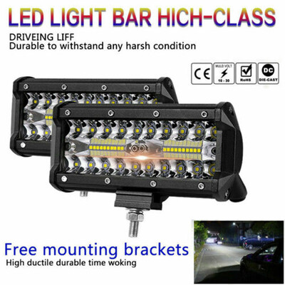 

2pcs 7-Inch Car LED Work Lights Bar Spotlight Floodlight Lamp For SUV Truck 120W