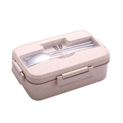 

Wheat Stalk Lunch Box With Cutlery Unbreakable Safe Dishes Tableware Cup Safe For Microwave