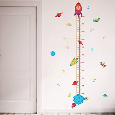 

Lovely Rocket Growth Chart Wall Stickers Kids Room Decoration Children Height Measure DIY Home Decals