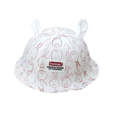 

1-3T Spring Autumn Unisex Baby Cartoon Printing Cotton Cute Fisherman Hat Wide Brim Sun Hat