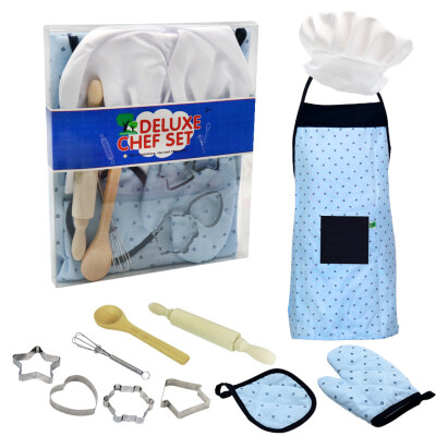 

〖Follure〗11pc Kids Cooking And Baking Set Kitchen Costume Pretend Role Play Kit Apron Hat