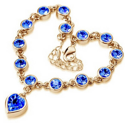 

Women Ladies Crystal Rhinestone Bangle Bracelet Chain Heart Jewelry