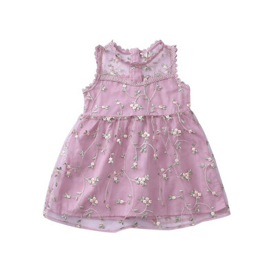 

Summer Casual Baby Girls Floral Pattern Sleeveless Dress Kids Toddler Pageant Mesh Sundress new