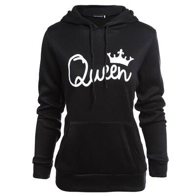 

Fashion Hot Sale Women&39s Fashion KING QUEEN Print Lovers Hooded Sweater