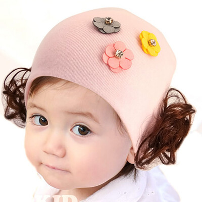 

Cute Kids Wig Hat Baby Boy Girls Cap Knit Earmuff Wig Caps Soft Autumn Winter Warm Hats Girl Hat Toddler Photography Accessories