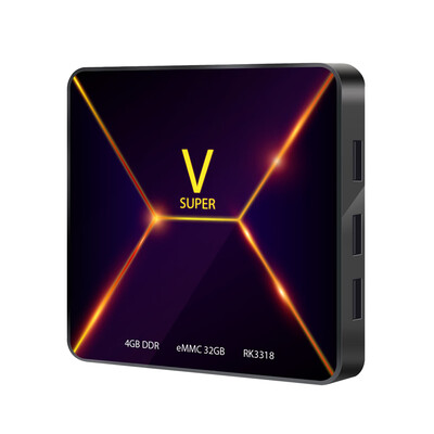 

SUPER V Smart Android 90 TV Box RK3318 Quad Core 64 Bit UHD 4K Media Player VP9 H265 4GB 32GB 24G WiFi BT40 Digital Display