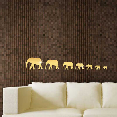 

DIY Cute Elephants Mirror Wall Sticker Home Decor Europe Style Acrylic Art Walk Stickers