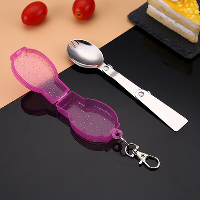 

Portable folding tableware Stainless Steel Simple Spoon Tableware Creative Dinnerware Sets