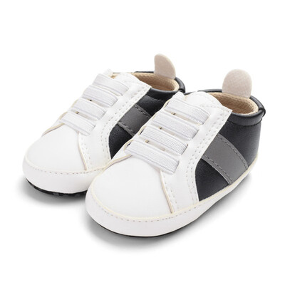 

The First Walker Baby Shoes Newborn PU Leather Face Color Elastic Band Casual Sports Shoes Soft Bottom Baby Boy Shoes