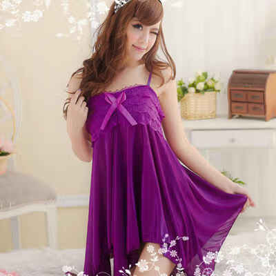 

EFINNY Sexy Lingerie Womens Dresses Lace Sleepwear Babydoll Sleepwear with Bow