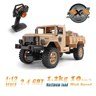 

Gobestart Wltoys 124301 112 24G 4WD 390 Bruhed Rc Car 12kg Load Off-Road Military Truck